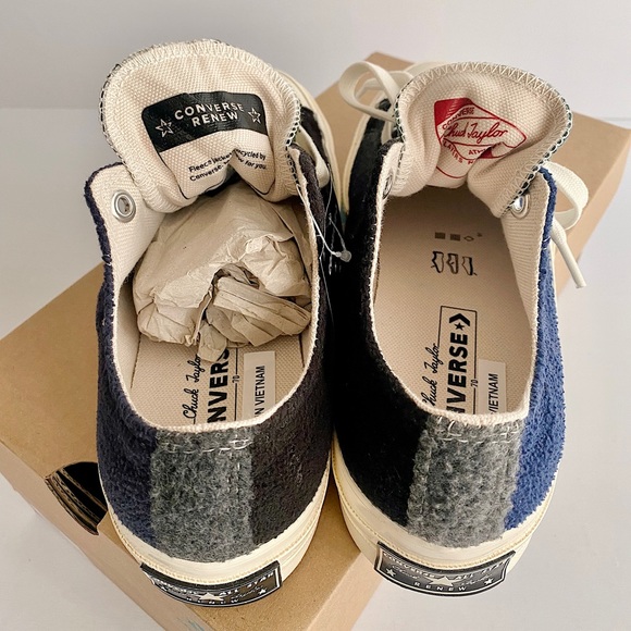 ✨New CONVERSE 70 Beyond Retro Fleece Colorblock Sneaker Black Blue Green Women 7 - Picture 8 of 13